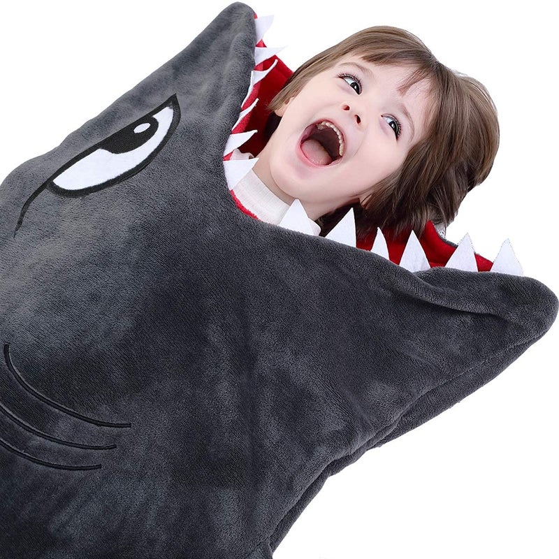 CozyBomB CozyBomB Shark Blanket Cozy Wearable HoodieCartoon Animals Shark Blanket Hoodie OnesieGray Sleeping Bag Interesting Shark Onesie Blanket Costume Gifts for Boy Girl Birthdays Christmas 