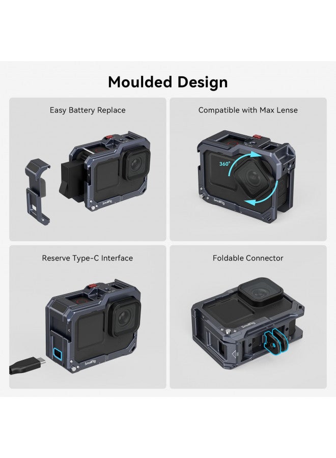 SMALLRIG Hero13 / Hero12 / Hero11 / Hero 10 / Hero 9 Black Cage for GoPro, Compatible with the Lens Filter Max Lens on Camera, with 2 Cold Shoe Mount for Microphone and Led Video Light - 3084C - Image 3