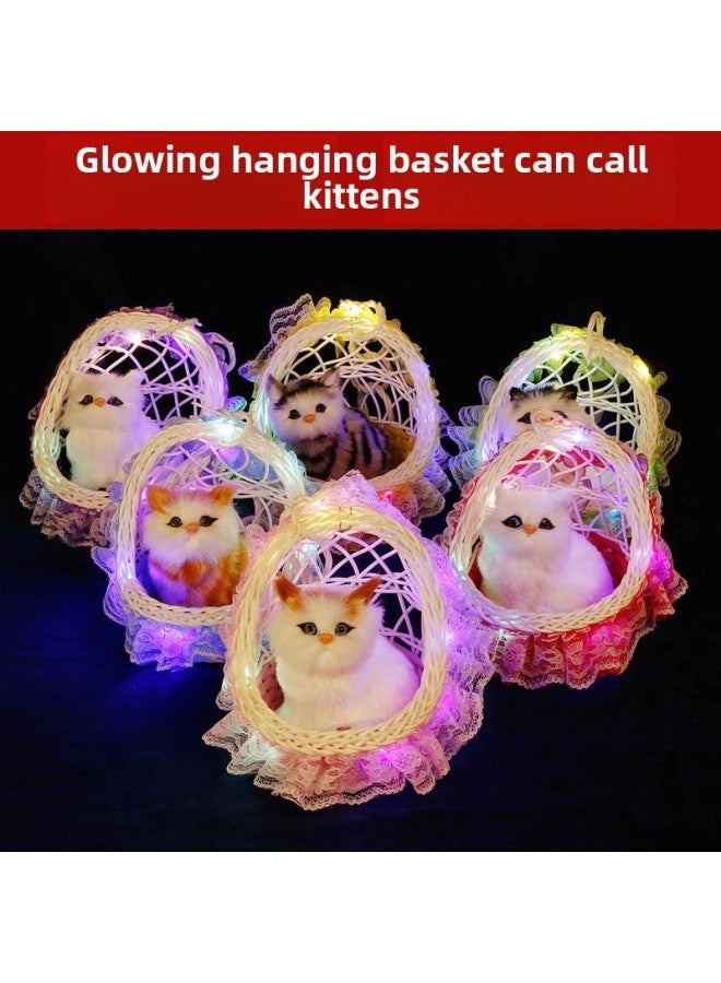 Luminous Basket Cat Can Call Kitten Doll Children's Toys 3-4 Simulation Animal Model Gift Shop Wholesale-Color:Can Call Mother And Child Cat + Luminous Basket (colors Are Sent Randomly) - Image 3