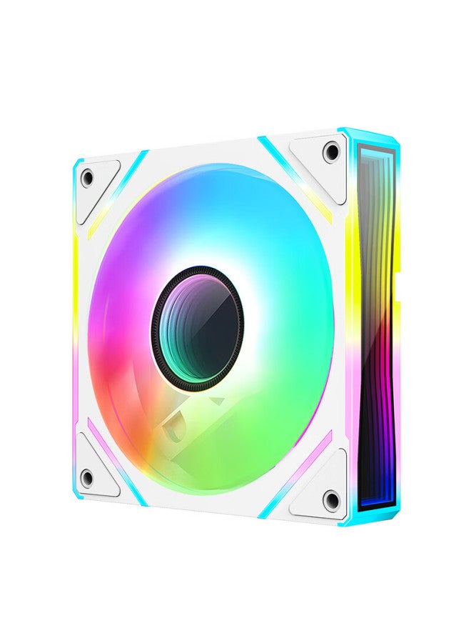 Play Jia Wanjia Lengjing 6plus Argb White Reverse Fan, Case Cooling 12cm Fan, Rgb Synchronization, 5v 3-pin Argb Pwm Temperature Control Speed Adjustment - Image 2