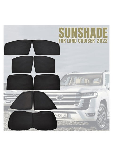 9-Piece Custom Sun Shade Set for LAND CRUISER 2022, Full Window Protection, UV Blocker for Front, Side, and Rear Windows