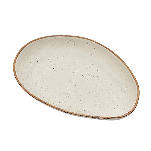 Miah Decor Md-302 Stoneware Handcrafted Ceramic Matt Finish Stoneware Oval Platter, 10 Inch X 7.5 Inch, Offwhite, Microwave Safe, Freezer Safe, Dishware Safe Serveware Platter - Image 3