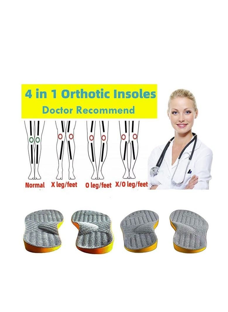 SYOSI - Posture Correcting Orthotic Insoles, 4 in 1 Gel Insoles, for Women and Men Plantar Fasciitis Pronation Flat feet High Arch Support Metatarsalgia X/O Valgus Varus Alignment Shoe Inserts - Image 1