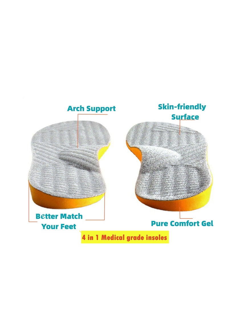 SYOSI - Posture Correcting Orthotic Insoles, 4 in 1 Gel Insoles, for Women and Men Plantar Fasciitis Pronation Flat feet High Arch Support Metatarsalgia X/O Valgus Varus Alignment Shoe Inserts - Image 1