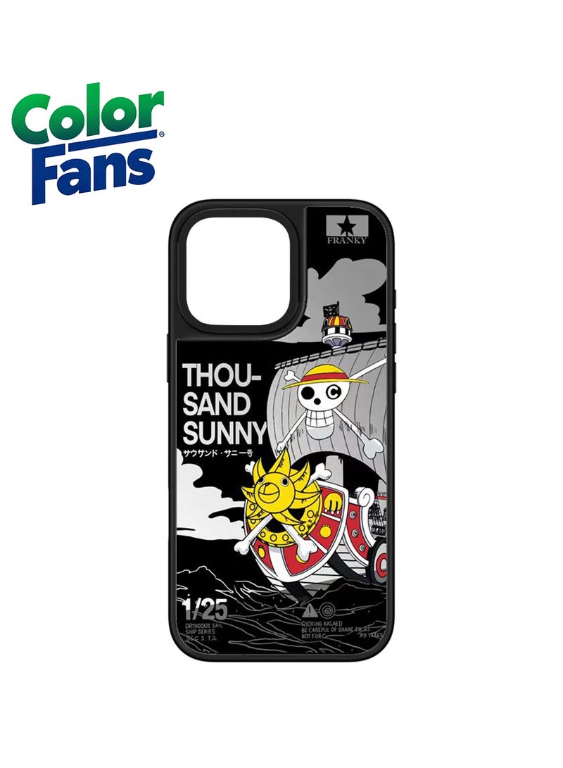 جراب One Piece Thousand Sunny Mirror لهاتف iPhone 13/14 - أسود مع أصفر وأبيض