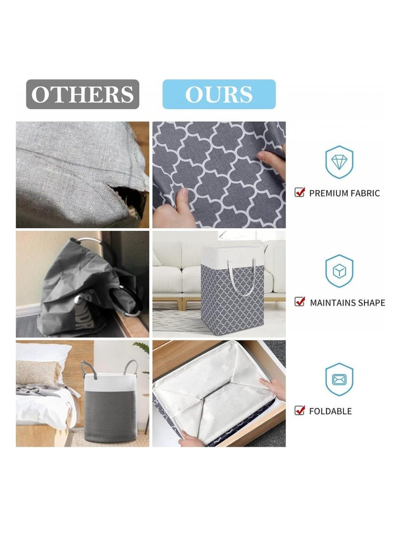 AIWANTO 2 Pcs Large Collapsible Laundry Bags Laundry Baskets Portable Travel Foldable Hamper with Easy Carry Handles Freestanding Clothes Hampers for Laundry Bedroom, Dorm, Clothes, Towels, (100L/55*32*60)  - Image 2