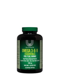 Ultimate Omega 3 6 9 Essentials Fish Flax Borage High Potency Balance Formula Support Brain Heart Skin Hair Nails and Joints 1200mg 120 Softgel 