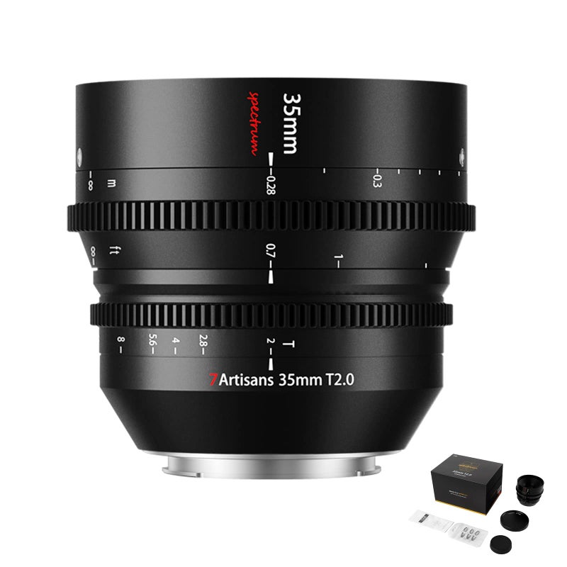 7artisans 35mm T2.0 Cine Lens for Sony E-Mount,Full Frame Large Aperture Camera Lenses - Image 1