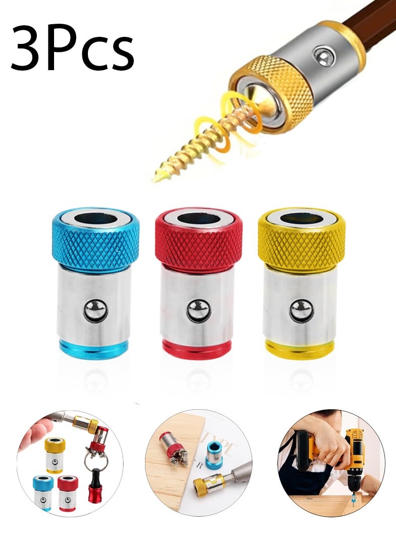 وينر 3 قطع من حلقات مغناطيسية لرأس مفك البراغي، حلقة مغناطيسية معدنية قابلة للإزالة لحامل حلقة مغناطيسية لمفك البراغي السداسي مقاس 1/4 بوصة وبتات الطاقة - Image 1