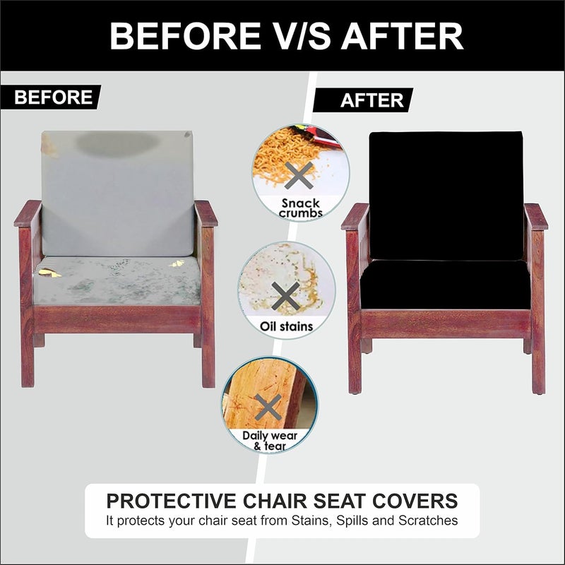HOTKEI Black Set of 2 Sofa seat Cover Elastic Stretchable Sofa seat Set Cover Protector for Wooden Sofa seat Cushion Stretchable Cloth Cover 1 Seater 21x 21 - Image 3