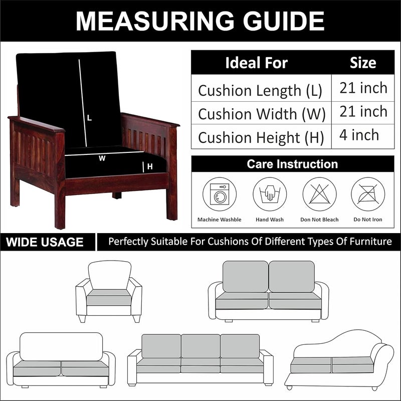 HOTKEI Black Set of 2 Sofa seat Cover Elastic Stretchable Sofa seat Set Cover Protector for Wooden Sofa seat Cushion Stretchable Cloth Cover 1 Seater 21x 21 - Image 4
