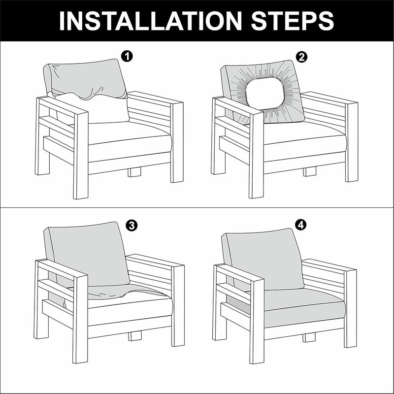 HOTKEI Black Set of 2 Sofa seat Cover Elastic Stretchable Sofa seat Set Cover Protector for Wooden Sofa seat Cushion Stretchable Cloth Cover 1 Seater 21x 21 - Image 5