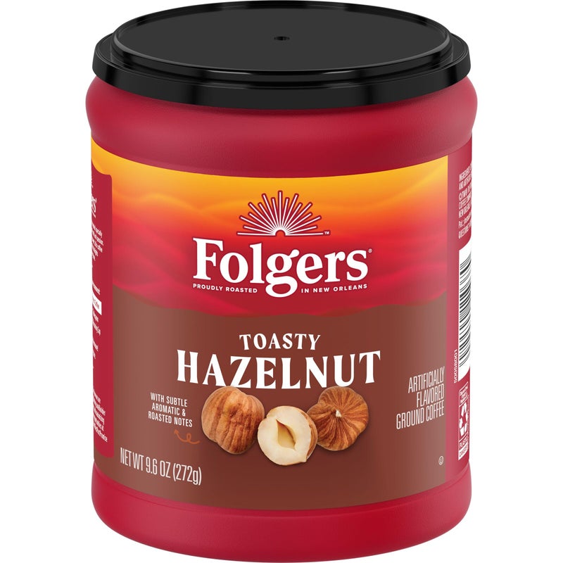 Folgers Toasty Hazelnut Flavored Ground Coffee, 9.6 Ounce - Image 1