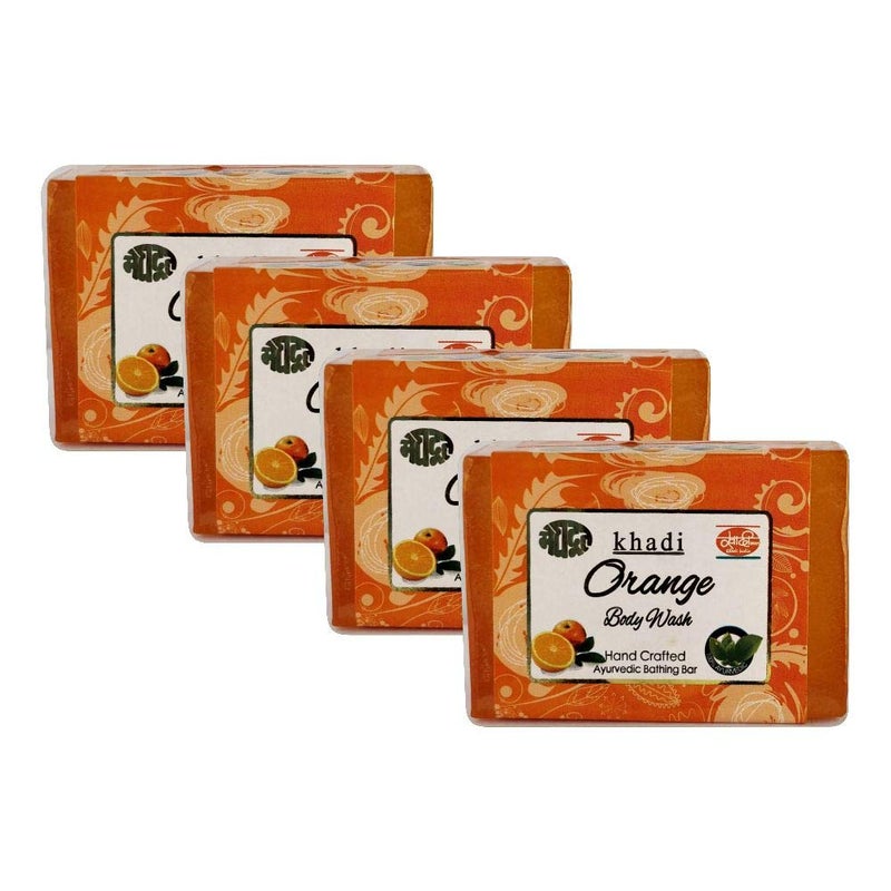 Meghdoot Orange Body Wash Soap natural ayurvedic shower gel with orange peel extracts gentle herbal cleanser for glowing skin suitable for all skin types 125gm Pack of 4 - Image 1