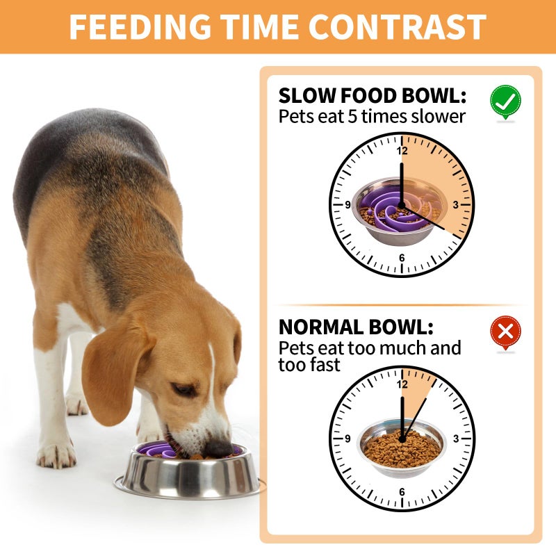 Bestalk Slow Feeder Dog Bowls Insert, Bestalk Soft Silicone Slow Eating Feeder Insert with Suction Cups for Small, Medium and Large Dogs, Fit into Basic and Elevated Bowls - Image 2