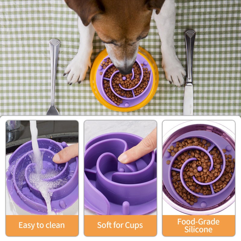 Bestalk Slow Feeder Dog Bowls Insert, Bestalk Soft Silicone Slow Eating Feeder Insert with Suction Cups for Small, Medium and Large Dogs, Fit into Basic and Elevated Bowls - Image 4
