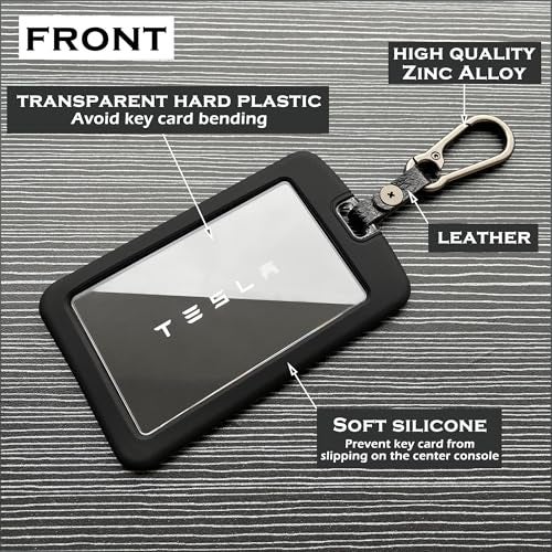 TANDRIVE 2PCS Silicone Key Card Holder Case Compatible with Tesla Model 3 Model Y Cybertruck and Rivian，Key Protector Cover Accessories Including Key Chain, Black and Blue - Image 2