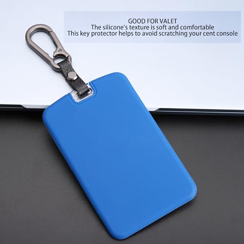 TANDRIVE 2PCS Silicone Key Card Holder Case Compatible with Tesla Model 3 Model Y Cybertruck and Rivian，Key Protector Cover Accessories Including Key Chain, Black and Blue - Image 3