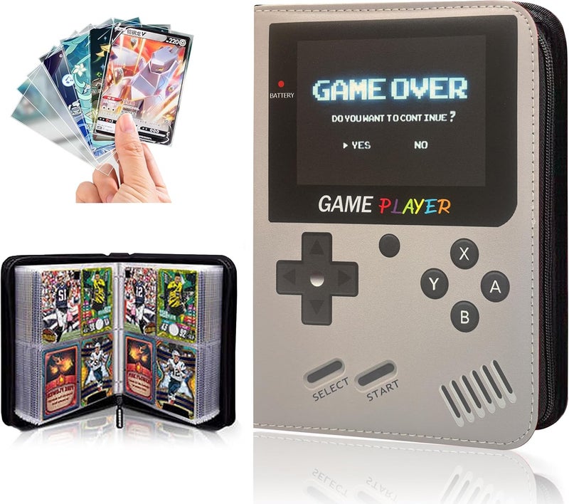 Extalas Card Binder for Trading Card Game- 4-Pocket Sleeves for Pokemans Cards Binder and PCTG Binder, Holds 400+ Cards-Includes 100 Extra Card Sleeves(Gray) - Image 1