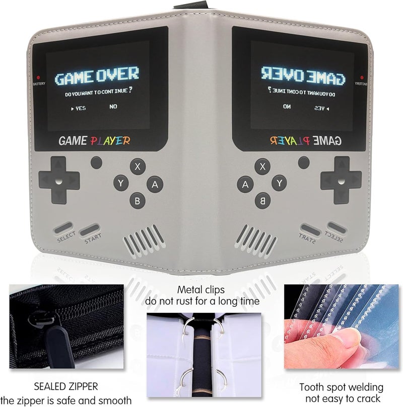 Extalas Card Binder for Trading Card Game- 4-Pocket Sleeves for Pokemans Cards Binder and PCTG Binder, Holds 400+ Cards-Includes 100 Extra Card Sleeves(Gray) - Image 3