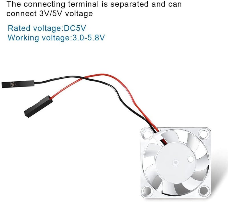 DORHEA 2PCS 30x30x7mm Cooling Fan for Raspberry Pi - 3007 Brushless CPU Fan 3.3V 5V for Pi 4 Model B, 3 B+, 2, 1 B+, RetroFlag NESPI Case - Image 3