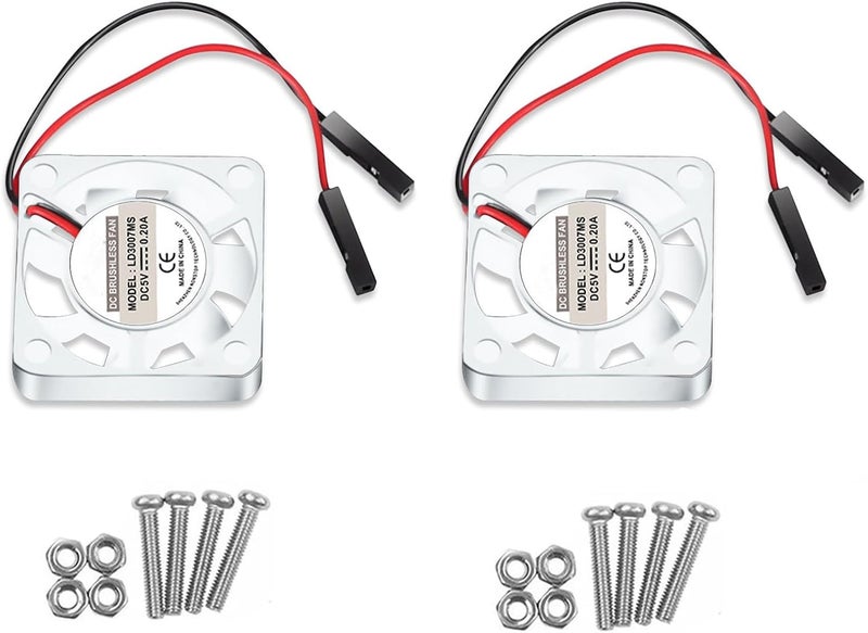 DORHEA 2PCS 30x30x7mm Cooling Fan for Raspberry Pi - 3007 Brushless CPU Fan 3.3V 5V for Pi 4 Model B, 3 B+, 2, 1 B+, RetroFlag NESPI Case - Image 1
