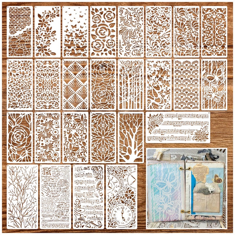 MYJMN Stencils for Crafts Reusable Texture Branches Background Stencil Vintage Layering Leaf Floral Templates for Painting on Wood Scrapbook Furniture Card Canvas Paper (crafts26) - Image 1