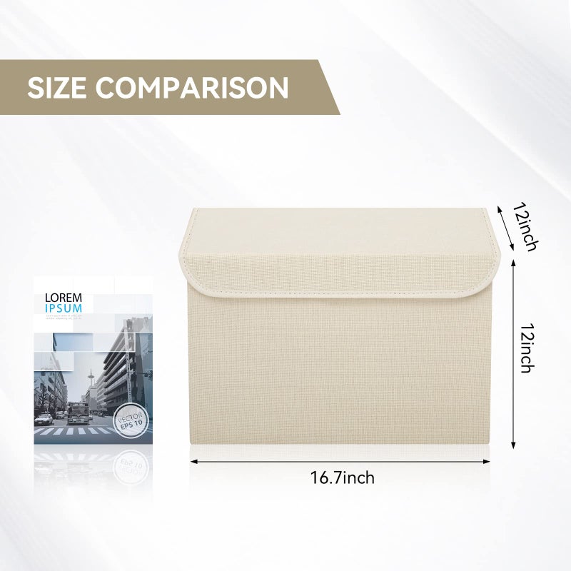 Bagnizer Large 42 Quarts Collapsible Stackable Storage Bins Cube with Lids [3-Pack] Foldable Fabric Linen Storage Boxes, Closet Organizer Baskets with Label for Home (16.7 x 12 x 12, Beige) - Image 2