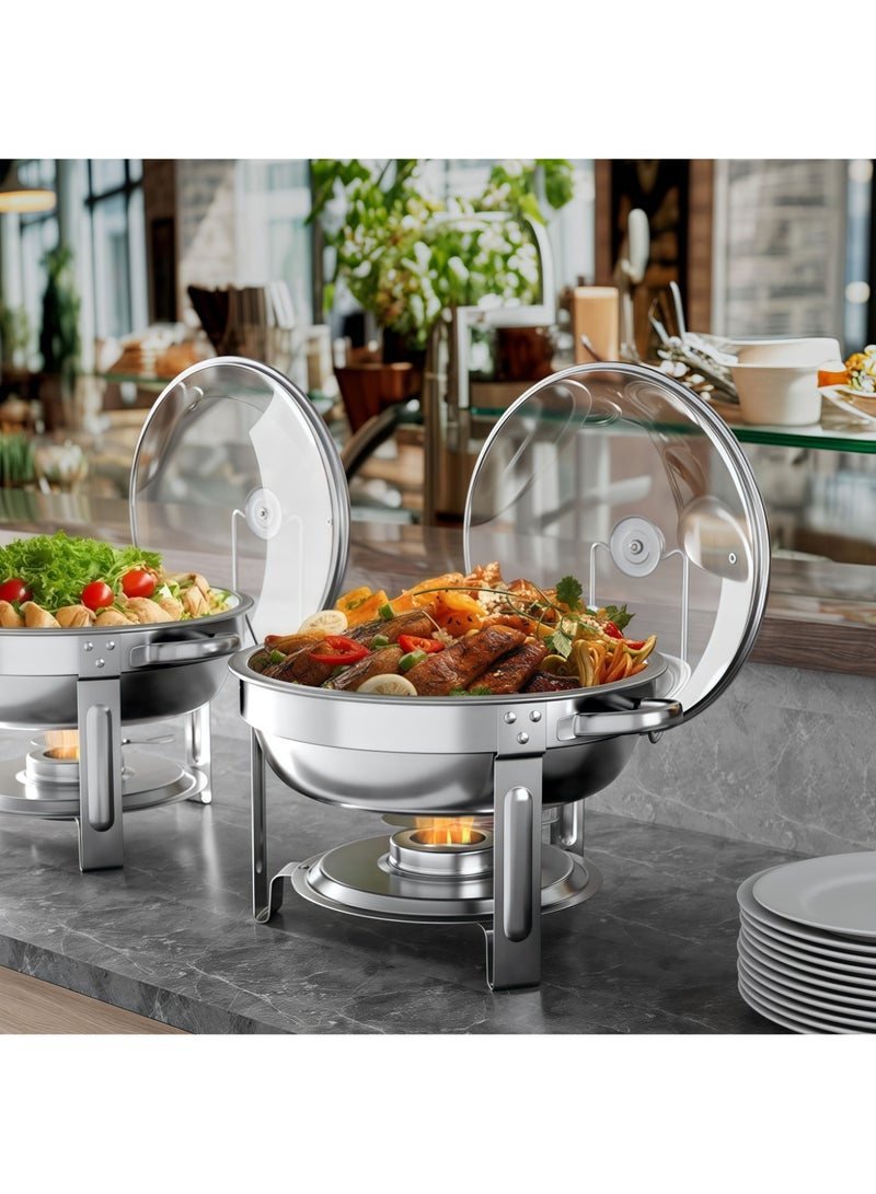 JINFANLI Chafing Dishes for Buffet Set: 100% Pre-installed Chafers for Catering - Round Chafing Dish Buffet Set with Lids | Chafers and Buffet Warmers Sets | Serving Food Warmer | Chafers Servers Sets - Image 3