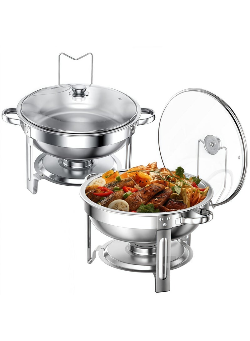 JINFANLI Chafing Dishes for Buffet Set: 100% Pre-installed Chafers for Catering - Round Chafing Dish Buffet Set with Lids | Chafers and Buffet Warmers Sets | Serving Food Warmer | Chafers Servers Sets - Image 1
