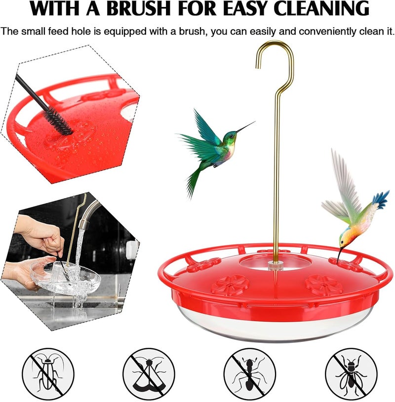 Chengu 12 Pieces Hummingbird Feeder for Outdoors Hanging 16 oz Saucer Humming Feeder Flat Hummingbird Feeders Easy to Clean Including Hanging Hook, with Brushes - Image 4