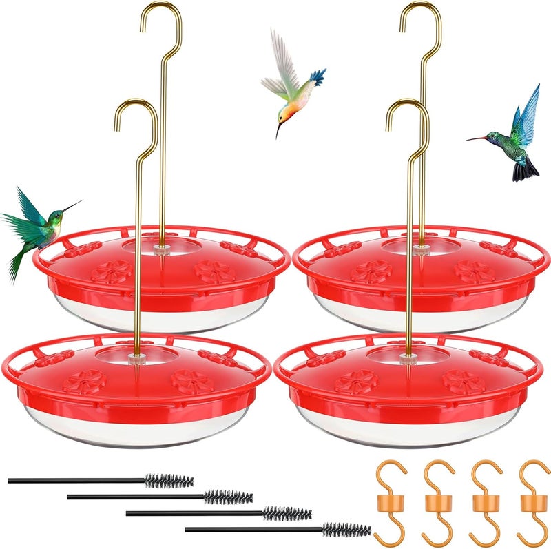 Chengu 12 Pieces Hummingbird Feeder for Outdoors Hanging 16 oz Saucer Humming Feeder Flat Hummingbird Feeders Easy to Clean Including Hanging Hook, with Brushes - Image 1