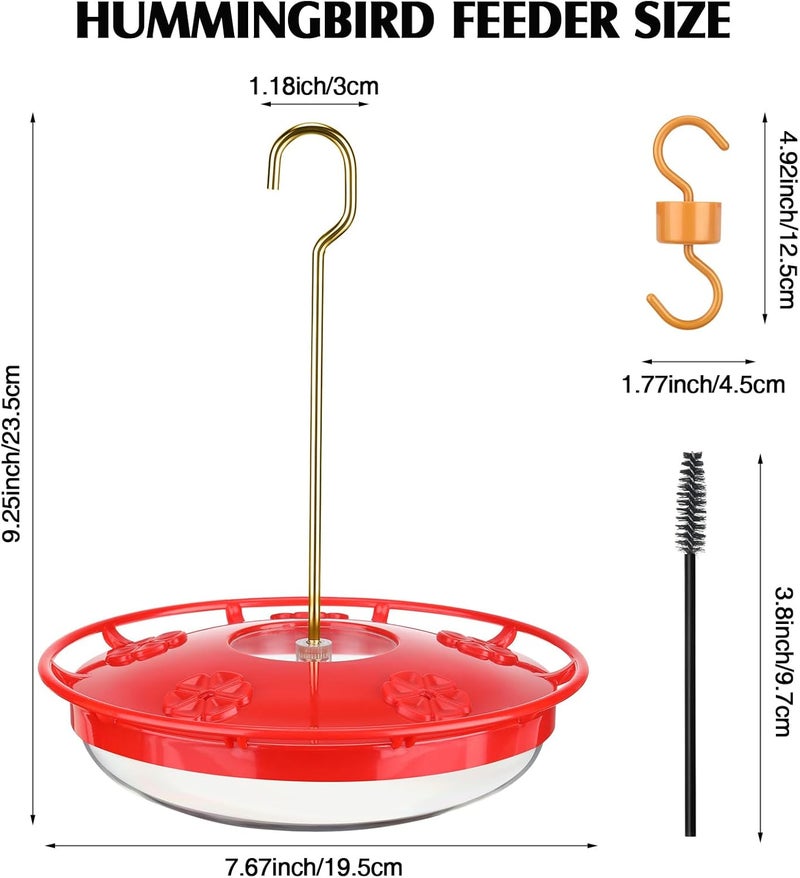 Chengu 12 Pieces Hummingbird Feeder for Outdoors Hanging 16 oz Saucer Humming Feeder Flat Hummingbird Feeders Easy to Clean Including Hanging Hook, with Brushes - Image 2