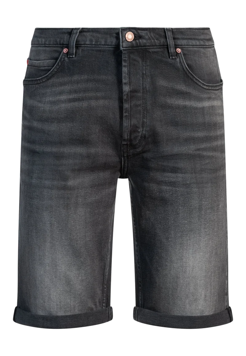 HUGO Tapered-fit shorts in black comfort-stretch denim