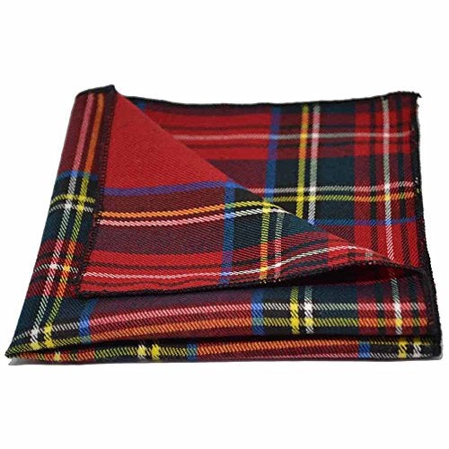 King & Priory Traditional Red/Yellow Tartan Plaid Check Pocket Square, Handkerchief - Image 4