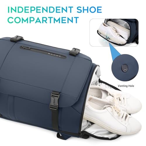 BANGE Travel Backpack with Shoe Compartment, 40L Large Capacity Back Pack, Men's Weekender Daypack Fits 17.3 Inch Laptop, Carry On Travel Backpack with Water Bottle Holder for Men and Women - Image 4