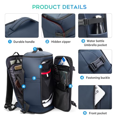 BANGE Travel Backpack with Shoe Compartment, 40L Large Capacity Back Pack, Men's Weekender Daypack Fits 17.3 Inch Laptop, Carry On Travel Backpack with Water Bottle Holder for Men and Women - Image 3