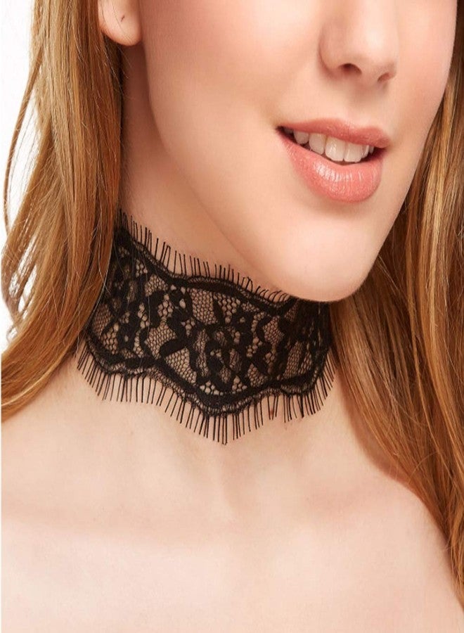 fxmimior Dainty Black and White Lace Punk Boho Choker Necklaces Minimalist Necklace Chain Jewelry for Women 2 Pcs - Image 1
