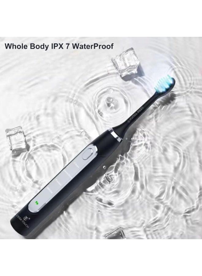 CERA TOUCH 6 Blue LED Whitening Electric Toothbrush| Electric Toothbrush for Adults | 4 Modes With Smart Timer Plaque Removal & Memory Function | 2Heads | IPX7 Waterproof |Travel Case |WirelessCharger - Image 4