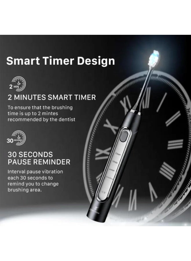 CERA TOUCH 6 Blue LED Whitening Electric Toothbrush| Electric Toothbrush for Adults | 4 Modes With Smart Timer Plaque Removal & Memory Function | 2Heads | IPX7 Waterproof |Travel Case |WirelessCharger - Image 5