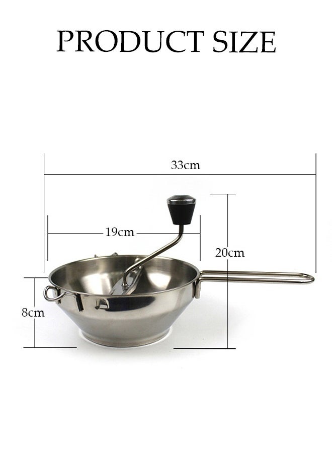 DUNISO Stainless Steel Food Mixer, Manual Grinder, Vegetable And Fruit Puree Grinder, Baby Food Grinder,  Equipped With 3 Interchangeable Shredding Plates，Easy To Clean, Suitable For Jams, Vegetable Puree, Fruits, Potatoes, And Garlic  - Image 2