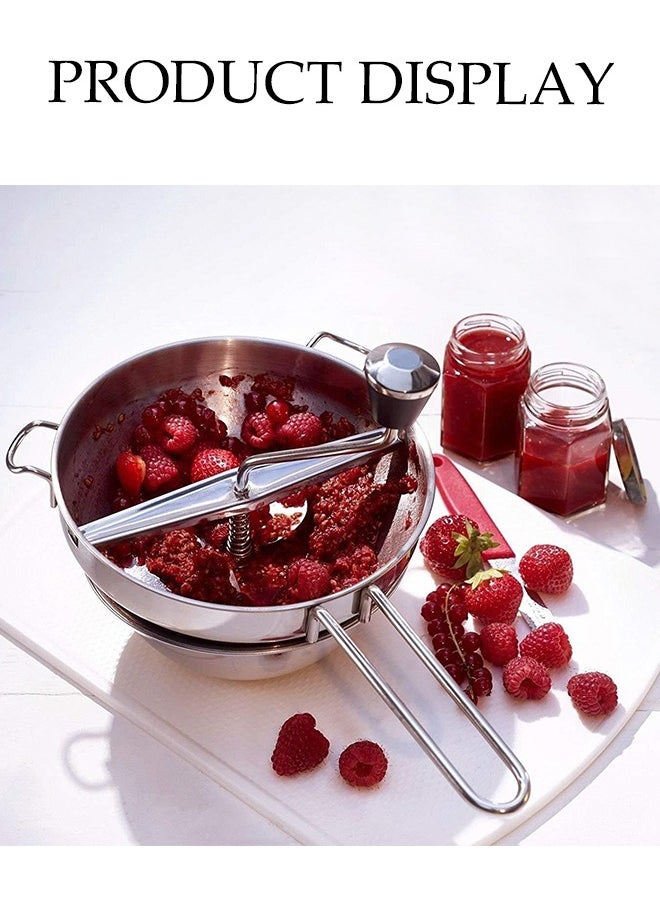 DUNISO Stainless Steel Food Mixer, Manual Grinder, Vegetable And Fruit Puree Grinder, Baby Food Grinder,  Equipped With 3 Interchangeable Shredding Plates，Easy To Clean, Suitable For Jams, Vegetable Puree, Fruits, Potatoes, And Garlic  - Image 5