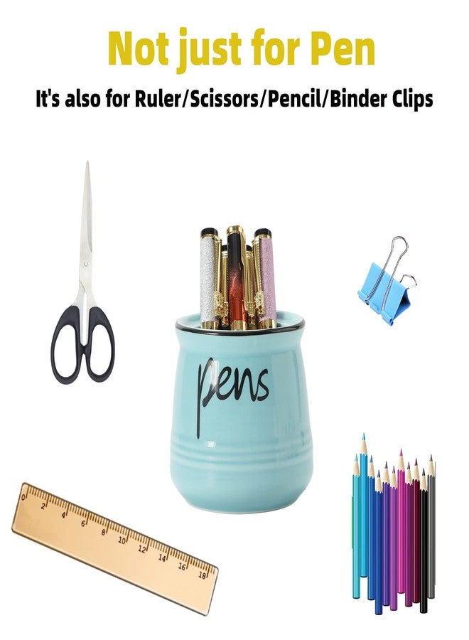 ONTUBE Porcelain Pens Holder Stand,Ceramic Pencils Holder (Turquoise) - Image 5