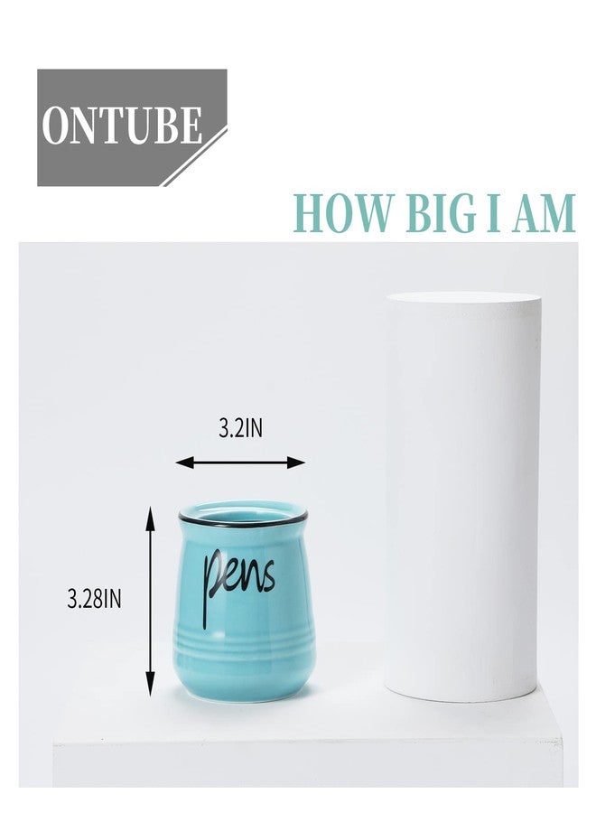 ONTUBE Porcelain Pens Holder Stand,Ceramic Pencils Holder (Turquoise) - Image 4