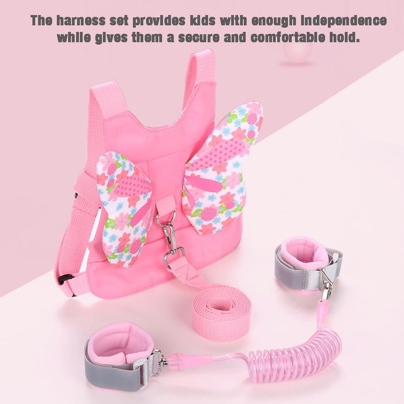 PandaEar Toddler Leash Harness and Anti Lost Wrist Link, 3 in 1 Kids Safety Harnesses with Leash, Child Anti-Lost Leash Walking Wristband Assistant Strap Belt for Baby Girls -Pink - Image 4