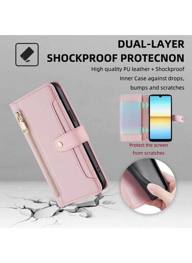 إيروريكس جراب هاتف Sony Xperia Ace III من الجلد بتصميم خروف مع سحاب ومحفظة - Image 4