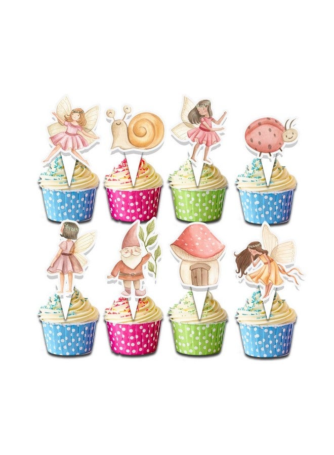 PC 24 قطعة من زينة كعك عيد الميلاد على شكل جنية - زينة بموضوع حكاية خرافية بألوان الباستيل لحفلات عيد ميلاد الأطفال، حفلات استقبال المواليد، حفلات الغابة والحديقة - Image 1