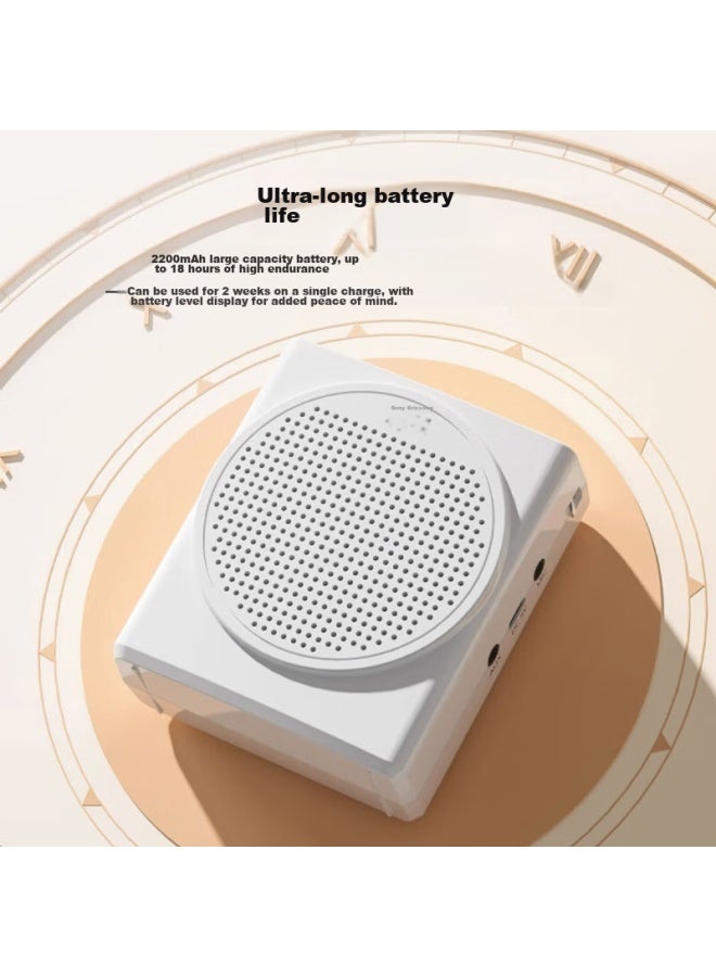 SOAIY S638 Mini Megaphone For Teachers, 18w Power, Smart Anti-howling, Built-in 300s Recording, Bluetooth Speaker, Teaching Guide, Shopping Guide, Loudspeaker, Type-c White - Image 4