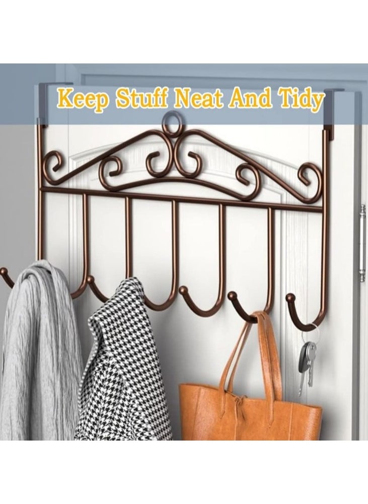 Generic 2 Pieces Over Door Clothes Hangers - Non-Slip Metal Clothes Hangers, Heavy Duty, Coat and Clothes Hangers - Set of 2 Metal Laundry Hangers for Adults - Door Hanger for Clothes and Clothing - Bathroom and Bedroom Door Hanger - Door Hanger - Over Door Metal Hanger with 7 Hooks Organizer for Towels, Clothes, Keys, Robes, Hats - Metal Hangers Over Door with 7 Hooks, Suitable for Towels, Coats, Clothes, Hats, Bedroom, Bathroom - Door Coat Hangers Over Door Towel Rack for Hats, Coats, Jackets, Bags, Scarves, Belt, Umbrellas  - Image 5