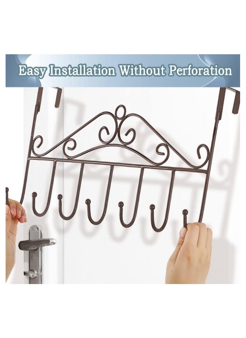Generic 2 Pieces Over Door Clothes Hangers - Non-Slip Metal Clothes Hangers, Heavy Duty, Coat and Clothes Hangers - Set of 2 Metal Laundry Hangers for Adults - Door Hanger for Clothes and Clothing - Bathroom and Bedroom Door Hanger - Door Hanger - Over Door Metal Hanger with 7 Hooks Organizer for Towels, Clothes, Keys, Robes, Hats - Metal Hangers Over Door with 7 Hooks, Suitable for Towels, Coats, Clothes, Hats, Bedroom, Bathroom - Door Coat Hangers Over Door Towel Rack for Hats, Coats, Jackets, Bags, Scarves, Belt, Umbrellas  - Image 3